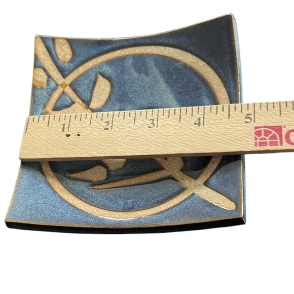 Stoneware Sushi Soy Sauce Curved Small Dish Dipping Trays (2) VTG Art Pottery - Picture 7 of 9